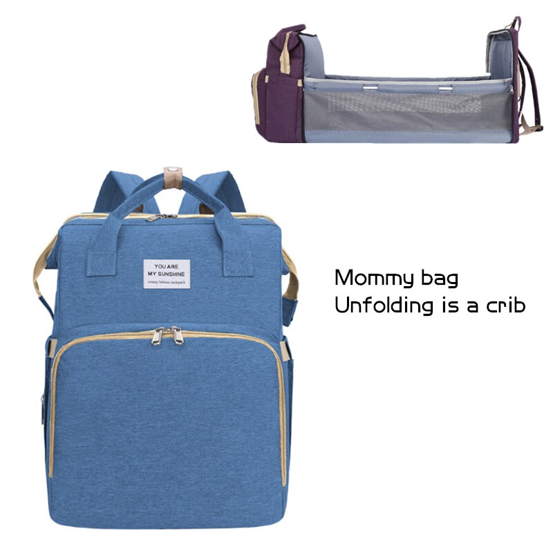 Mor bleetaske bærbar sammenklappelig babyseng multifunktionel seng midt i sengen mor og baby taske bærbar stor rygsæk med stor kapacitet: B2
