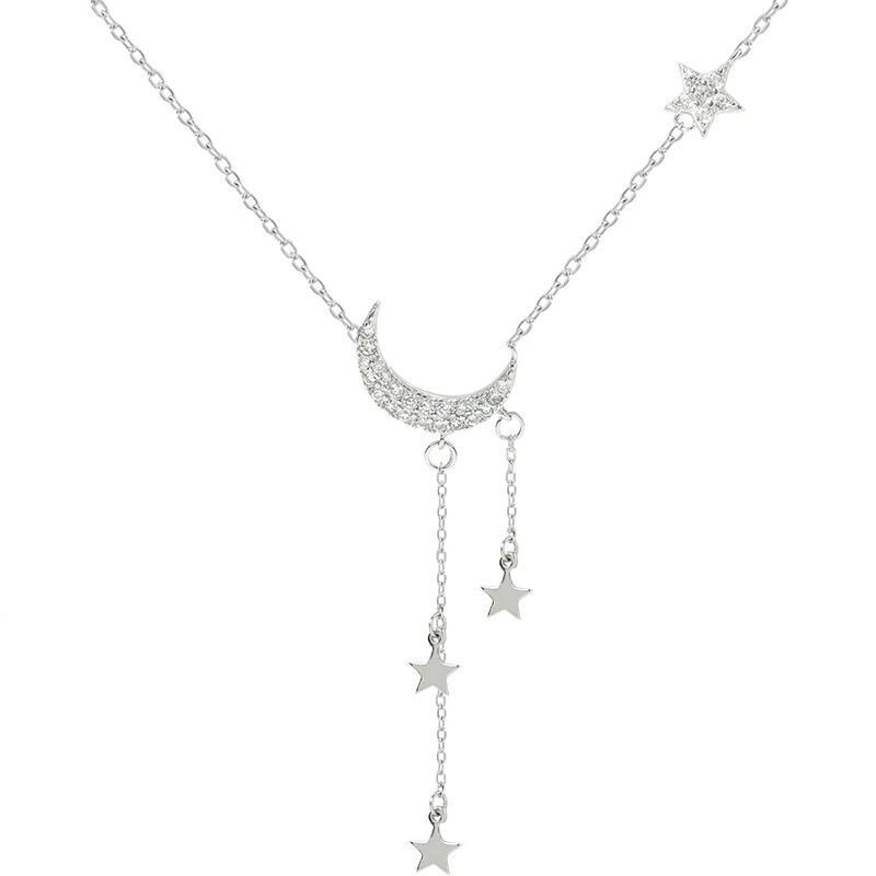 Moon and Stars 925 sterling silver necklaces for girl Christmas jewelry bulk sell christmas X5731