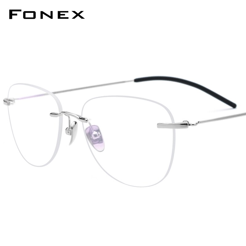 Montura de gafas sin montura de titanio puro FONEX B, gafas graduadas para mujer, monturas ópticas para miopía, nuevas gafas ovaladas Vintage para hombre 855