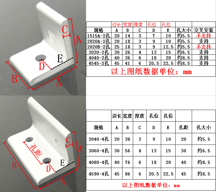 Profile Angle Extrusion Code V 90 Degree Right /3030/4040/4545/6060/8080/9090