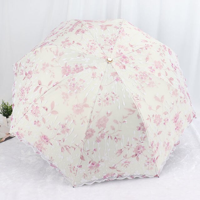 Handtas Borduren Kant Kleur Lijm Zwarte Lijm Afdrukken Double Layer Paraplu Zon En Regen Dual Purpose Zon Bescherming: Love Flower Purple 0