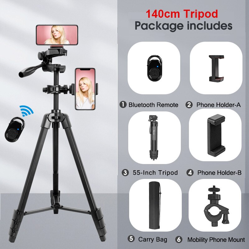 Tripod for Phone Lightweight Smartphone Camera Tripods with Phone Holder Bluetooth Photography Tripod for Canon Sony DSLR: 510-2