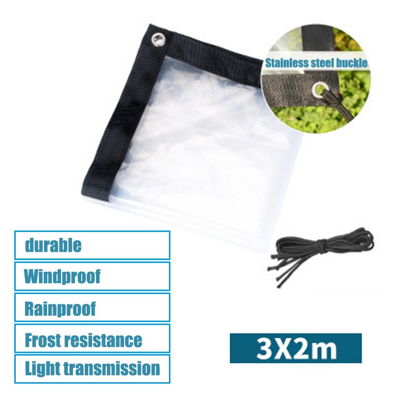 Transparent Rainproof Shed Cloth Tarpaulin Lightweight Waterproof Tarp Cover Tent Shelter: 3mx2m