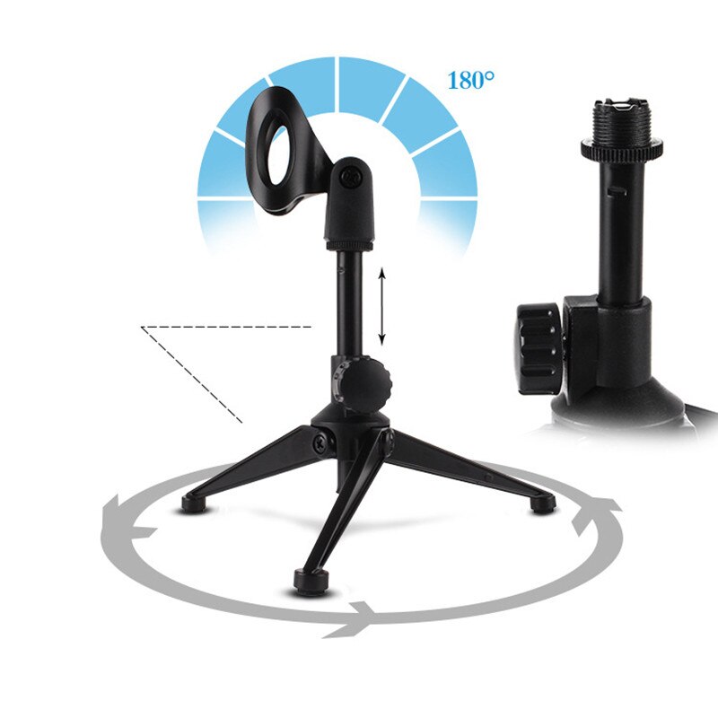 Practical Video Conferencing Voice Overs Tripod Stand Collapsible Adjustable Microphone Holder