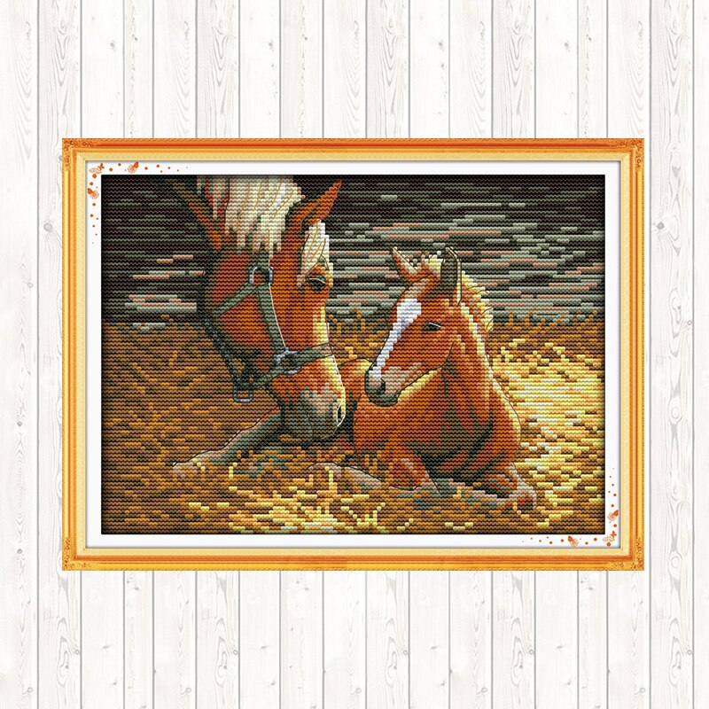 Chinese Cross Stitch Horse Patterns DMC Floss Embroidery Kit 14ct 11ct Counted Print on Canvas Aida Fabric DIY Needlework Kits