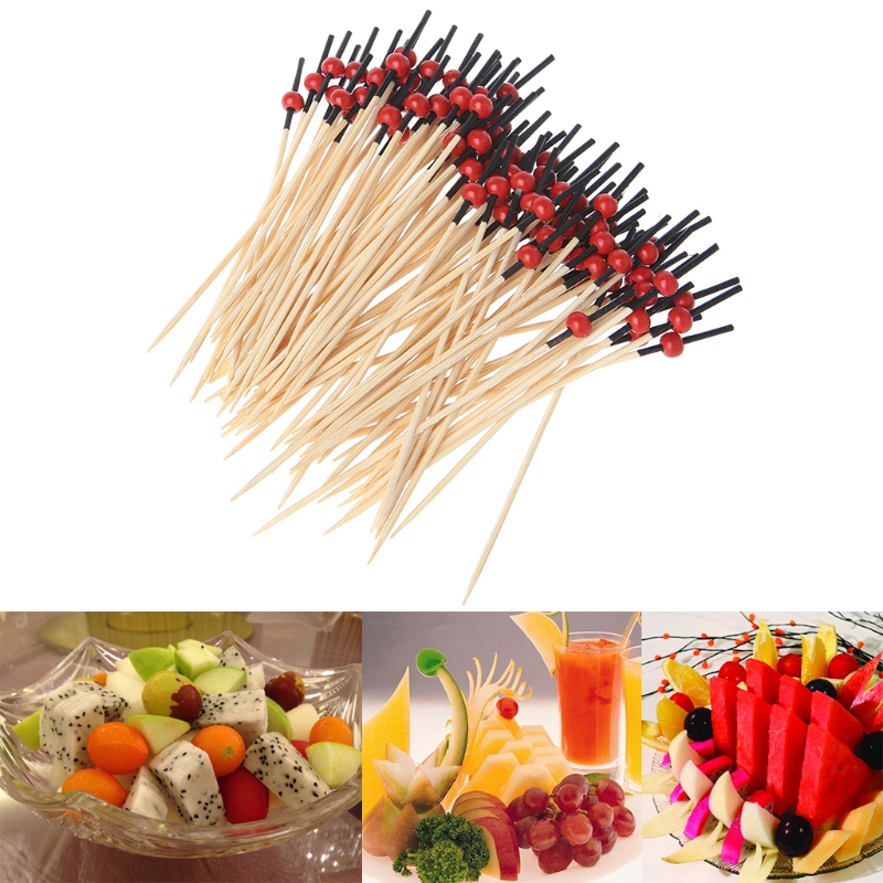 100 stk perler bambus cocktail picks mad sticks engangs tandstikker party club tilbehør