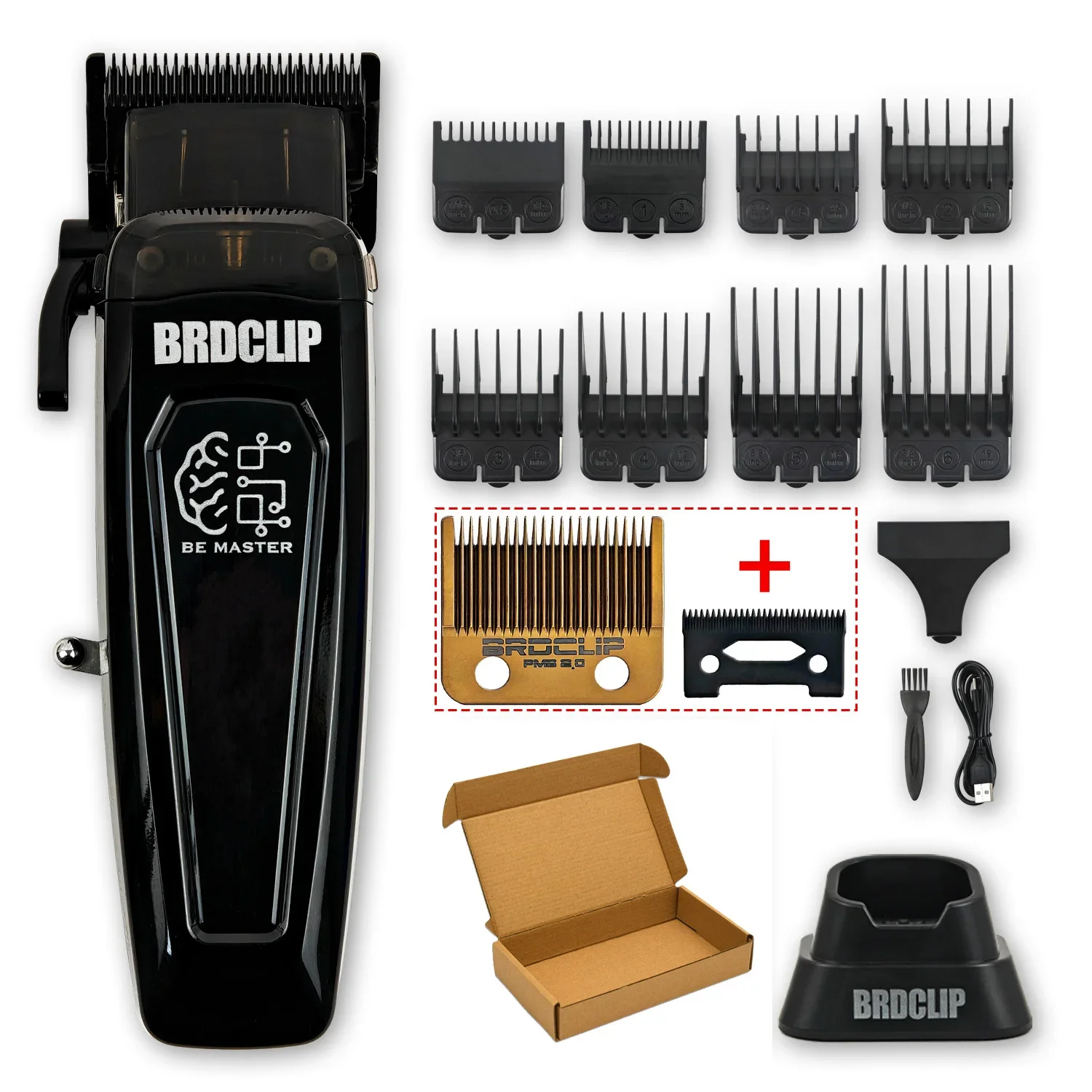 BRDCLIP BRD106 cortadora de pelo eléctrica inalámbrica con cabezal de aceite , cortadora de peluquería de 7500RPM, máquina de peluquero con cuchilla DLC para hombres: Gris