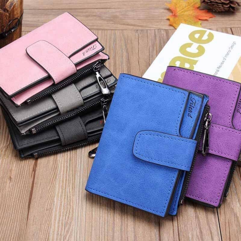 Mode Vrouwen Scrub Portemonnee Lederen Zip Hasp Portemonnee Clutch Handtas Kleine Mini Kaarthouder Zwart Roze Blauw Rood Paars bruin