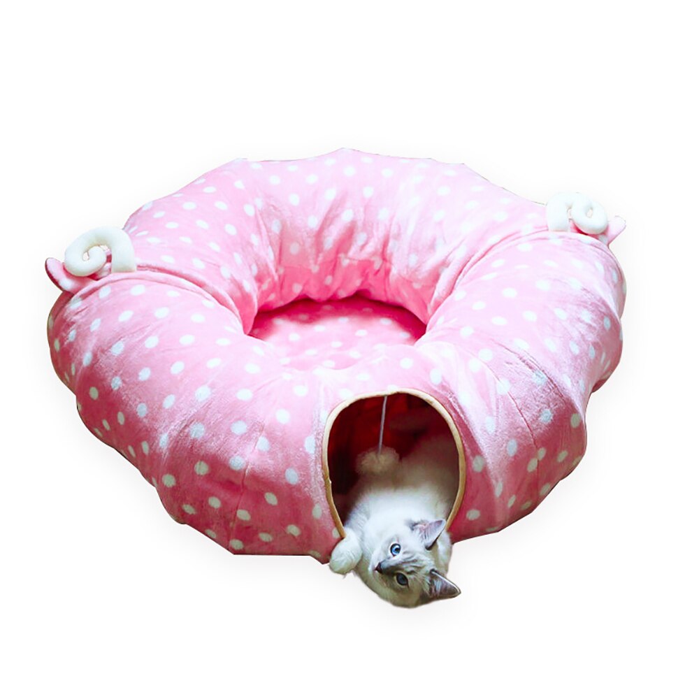 Foldable Cat Tunnel House Double Use Cat Toys Interactive Play Toy Pet Tube Collapsible Kitten Rabbit Cat Ferrets Puppy Bed