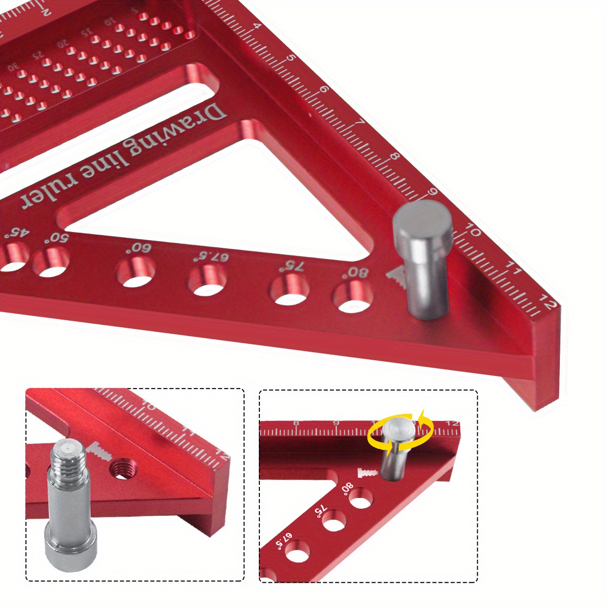 Multi-hoek meetliniaal houtbewerking vierkante gradenboog met plug aluminium hoge precisie lay-out gereedschap pinnen verstek driehoek liniaal
