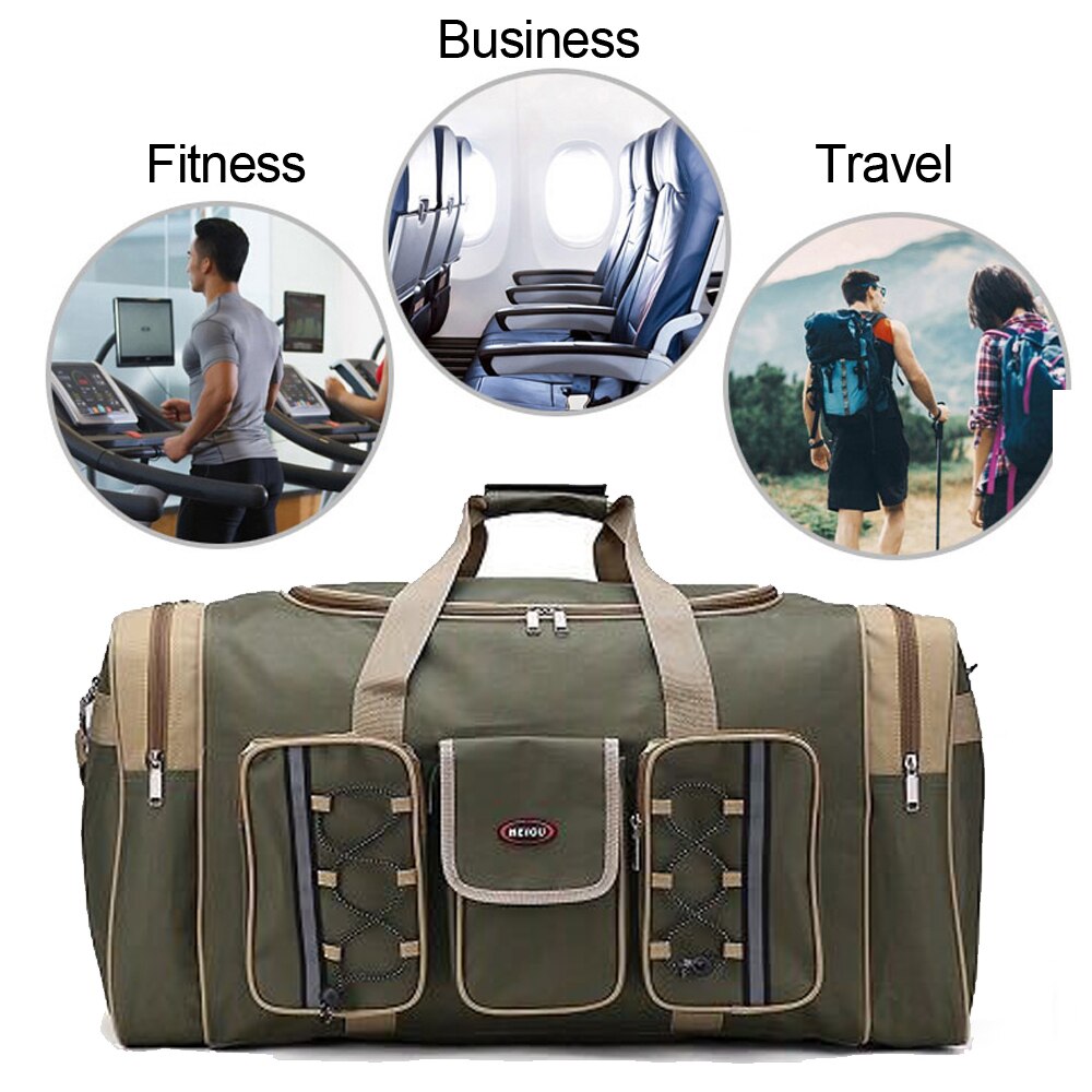 Vattentät nylon bagage gymväskor stor kapacitet 70l utomhusresor för kvinnor män resor dufflel sac de sport handväskor säck