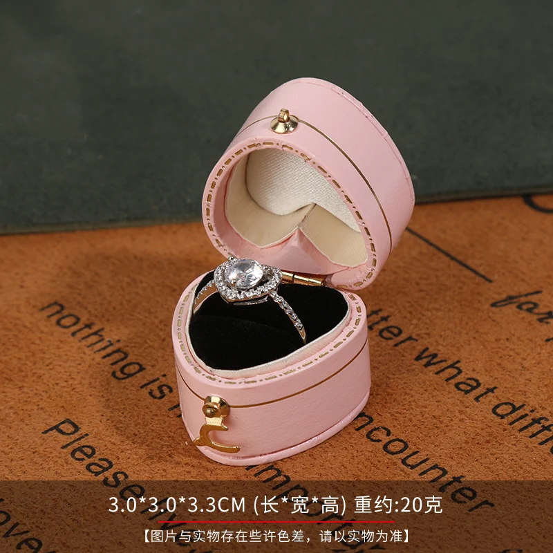 Caja pequeña para anillos de joyería para anillos de propuesta, ceremonia, bodas o ocasiones especiales, caja para anillos para mujeres y niñas con ranura única: Borgoña