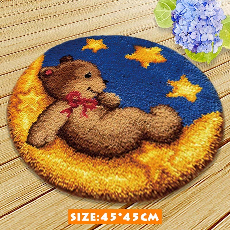 Bear Latch Hook Kits Diy Cushion Animals Klink Haak Kleed Bloemen Button Needlework Mat Kit Almofadas Klink Haak Kussen Bloem 3D: ZD001