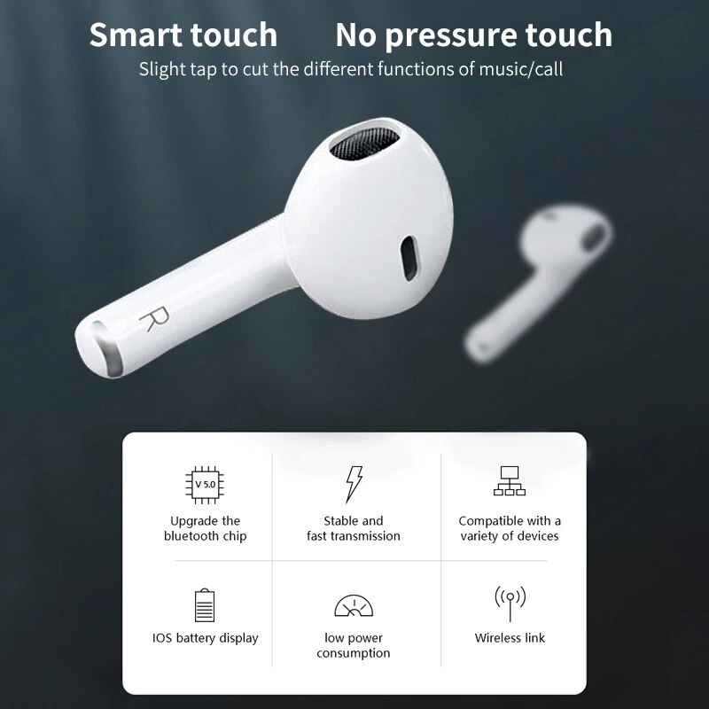 TWS Wireless Auriculares Headphones Hand Free IPX7 Waterproof Bluetooth 5.0 Earphones Noise Reduction Sports Earbuds With Mic