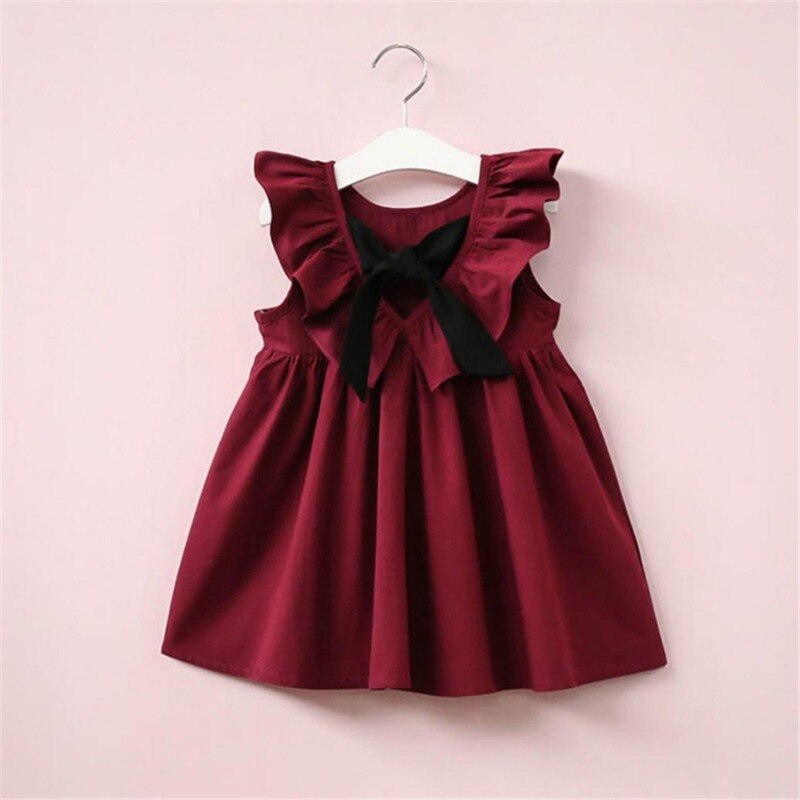 Abbigliamento estivo per bambini per bambini abito da bambina senza maniche a pieghe senza schienale in cotone abito coreano per bambini abito da bambina senza schienale