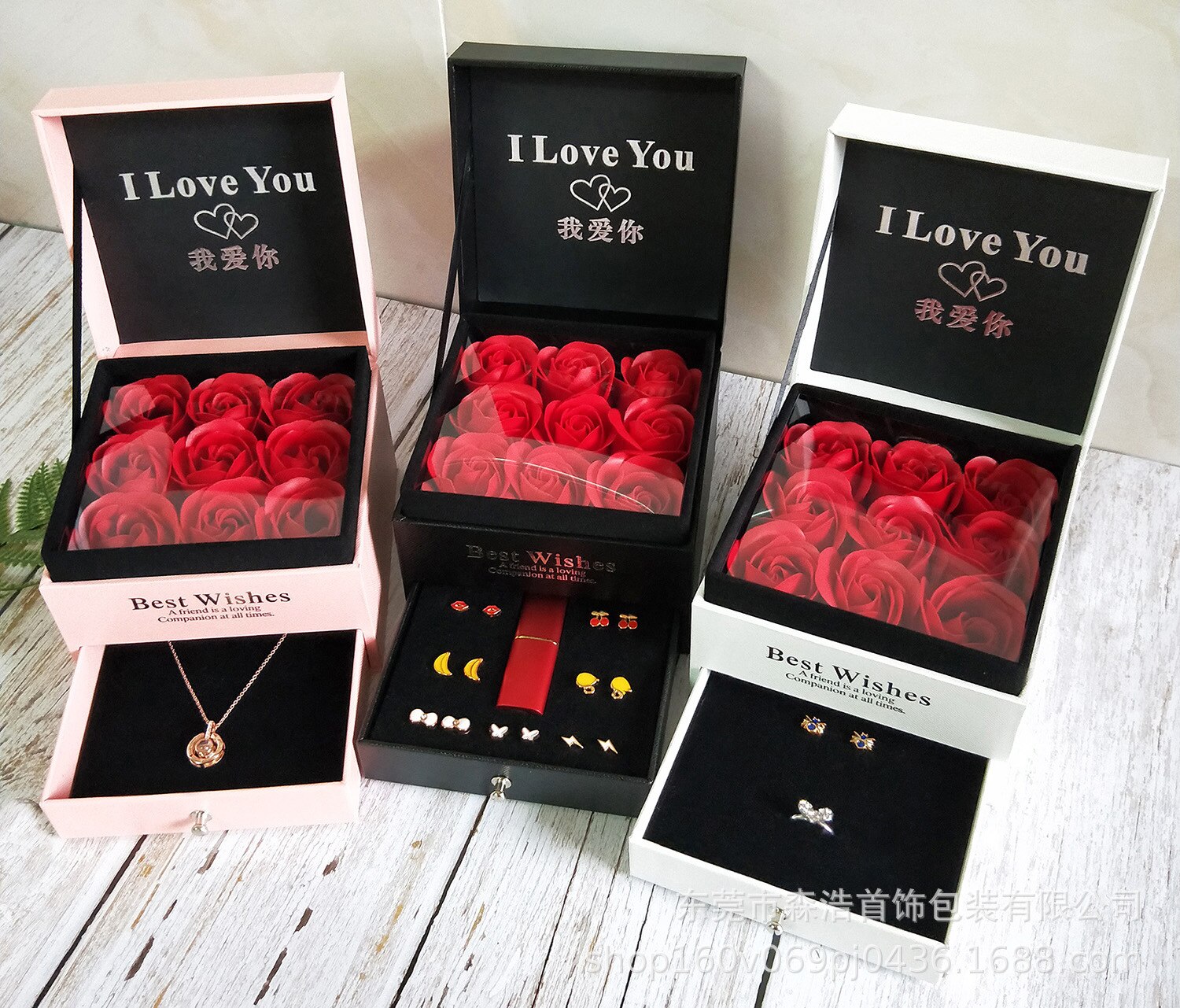 Valentine's Day Soap ROSE Box Jewelry Box Ring Necklace Box Cosmetic Lipstick Box