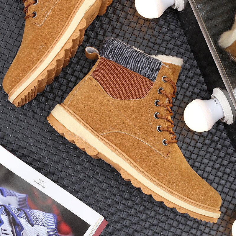 Gh7 Warm Heren Winter Suède Enkellaarsjes Mannen Waterdichte Snowboots Leisure Winter Werkschoenen Heren Schoenen