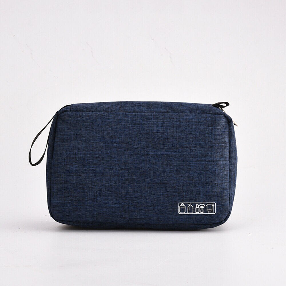 Organisateur de voyage étanche, sac de rangement de salle de bain, sac de toilette à cosmétiques suspendu, grand sac en Polyester, sac de maquillage de salle de bain: Navy Blue