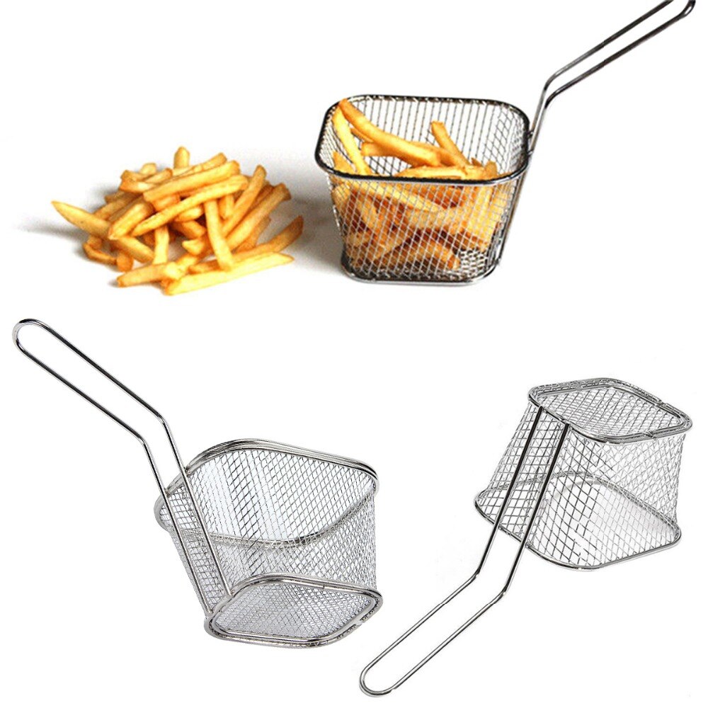 Mini Stainless Steel Frying Basket Strainer Fries Basket Mesh Kitchen Cooking Chef Tools Kitchen Cook Tool Backet Strainer Frie