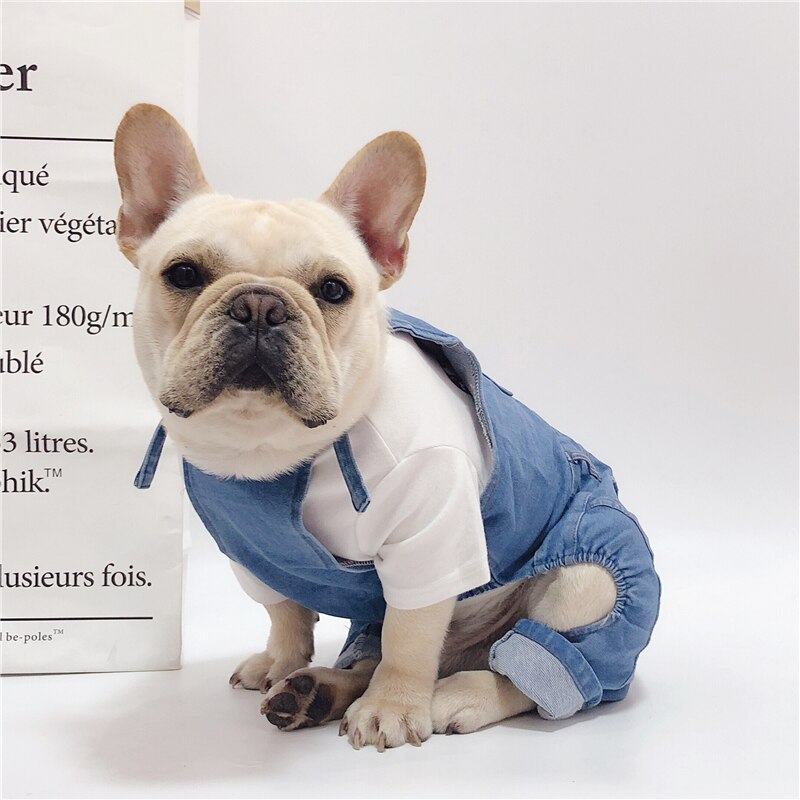 Mono vaquero para mascota, Ropa de Bulldog Francés para perros medianos y grandes, disfraz para perros gordos, Ropa vaquera, abrigo para perros a la