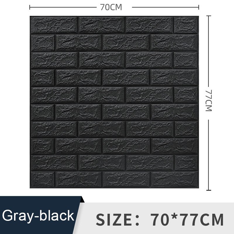 1PCS Self Adhesive Foam Wallpaper Waterproof 3D Brick Wall Panel Living Room Brick Stickers Bedroom Kid Brick Papers Home Decor: Gray black