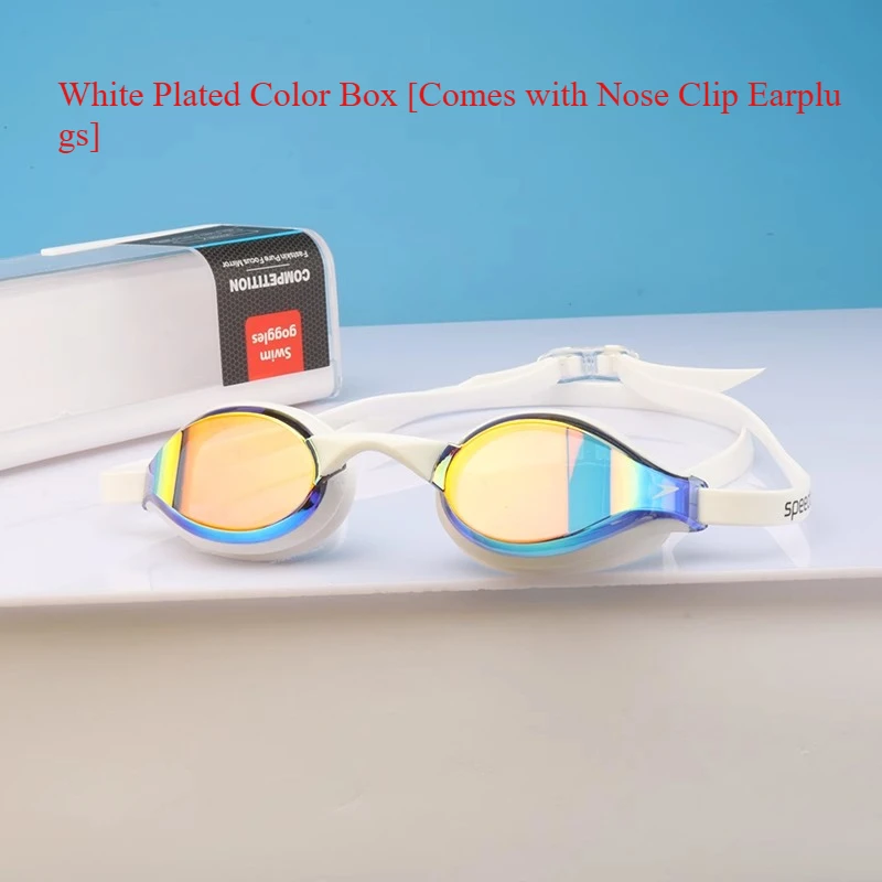 Speedo elite simglasögon med liten båge, klar syn och imfri teknik för tävling och träning för män och kvinnor: Vit