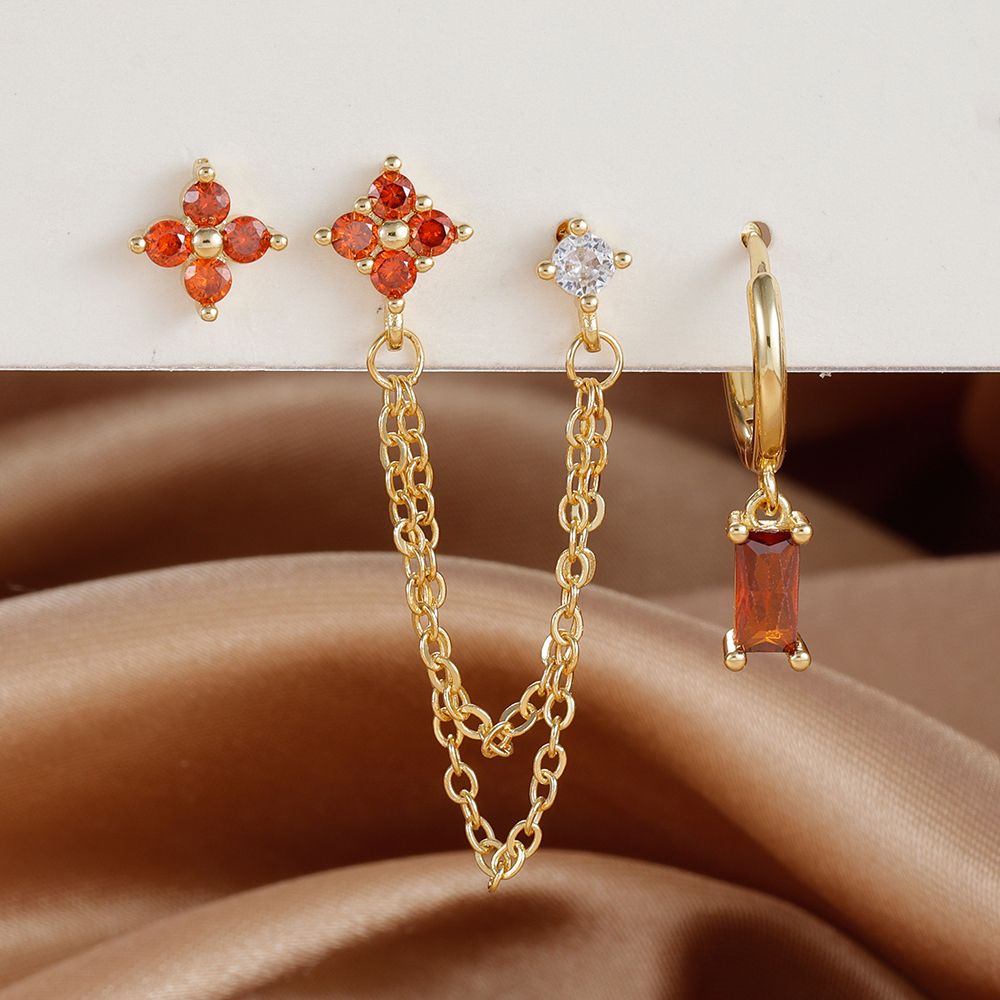 3 uds exquisito acero inoxidable 12 constelaciones pendientes de piedra natal conjunto para mujer Piercing de cartílago pendientes joyería de: Color amarillo dorado claro