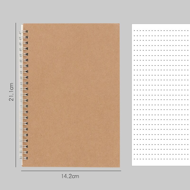 A5 Notebook Kraft Journal Grid Dot Blank Line Drawing Planner Agenda Stationery Doted Note Book School Office Supplies