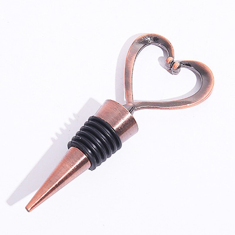 Reusable Wine Bottle Stopper Heart Shaped Stainless Steel Wine Stoppers Wine Stopper Gadget: Bronze Color