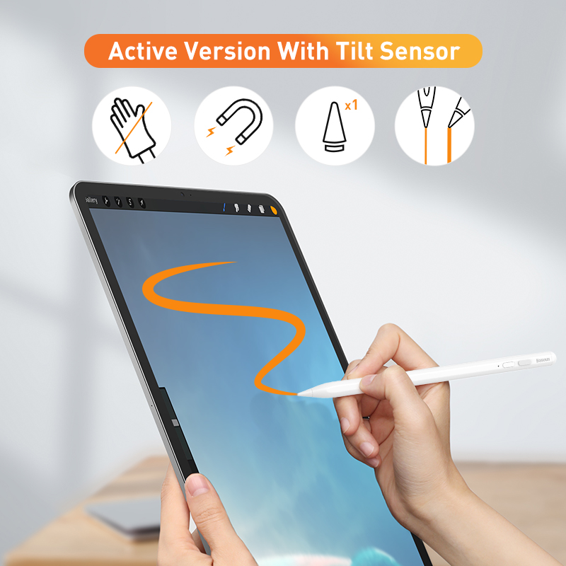 Baseus caneta stylus para ipad pro 11 ar 4 mini 6 5 2021 2020 tablet touch screen stylus lápis para iphone samsung xiaomi telefone caneta: Active Version