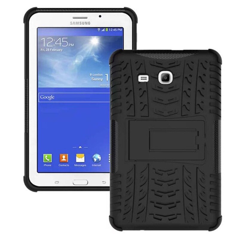 Siliconen hoesje voor samsung galaxy tab 3 lite 7.0 t110 t111, 7.0 inch cover voor samsung tab e lite 7 sm-t113 t116 , inclusief hoesje, screenprotector en pen.: Zwart