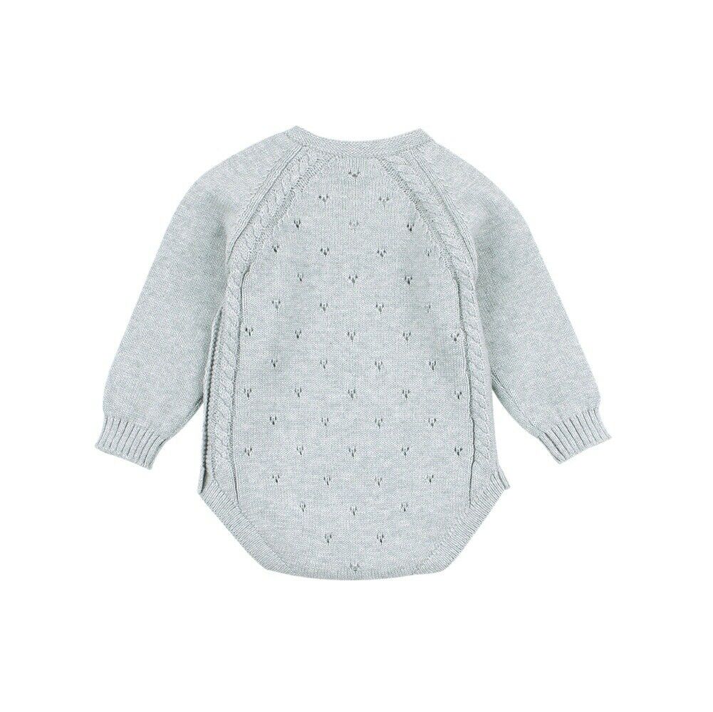 Winter Warm Christmas Knitted Bodysuits Newborn Baby Boy Girl Long Sleeve Knit Bodysuit Solid Jumpsuit One-Pieces Kids Clothes