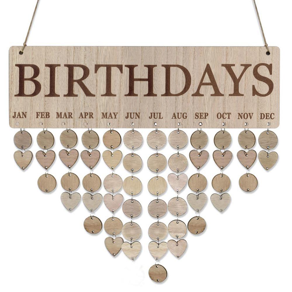 Adventskalender födelsedag trä speciell dag påminnelsestavla hemhängande dekor prydnad år dekoration verjaardags kalender 4: E