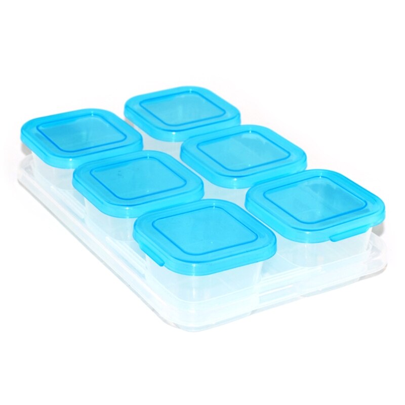 Contenedor de alimentos para bebé, refrigerador, cubos congelados con caja de almacenamiento de bandeja A2UB: BL