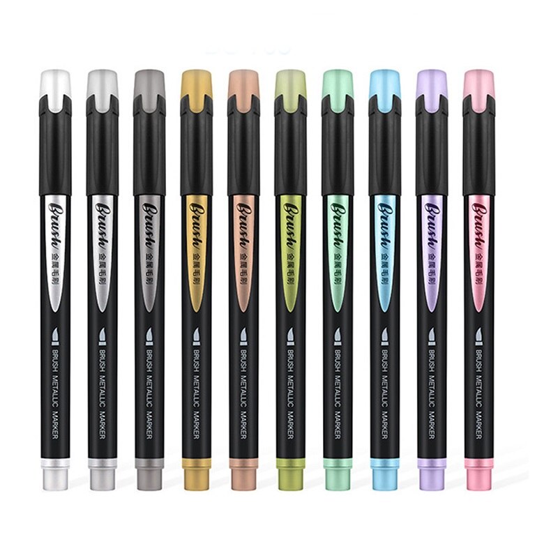 10pcs Color Brush Metallic Marker Pen Set 1-7mm So... – Vicedeal