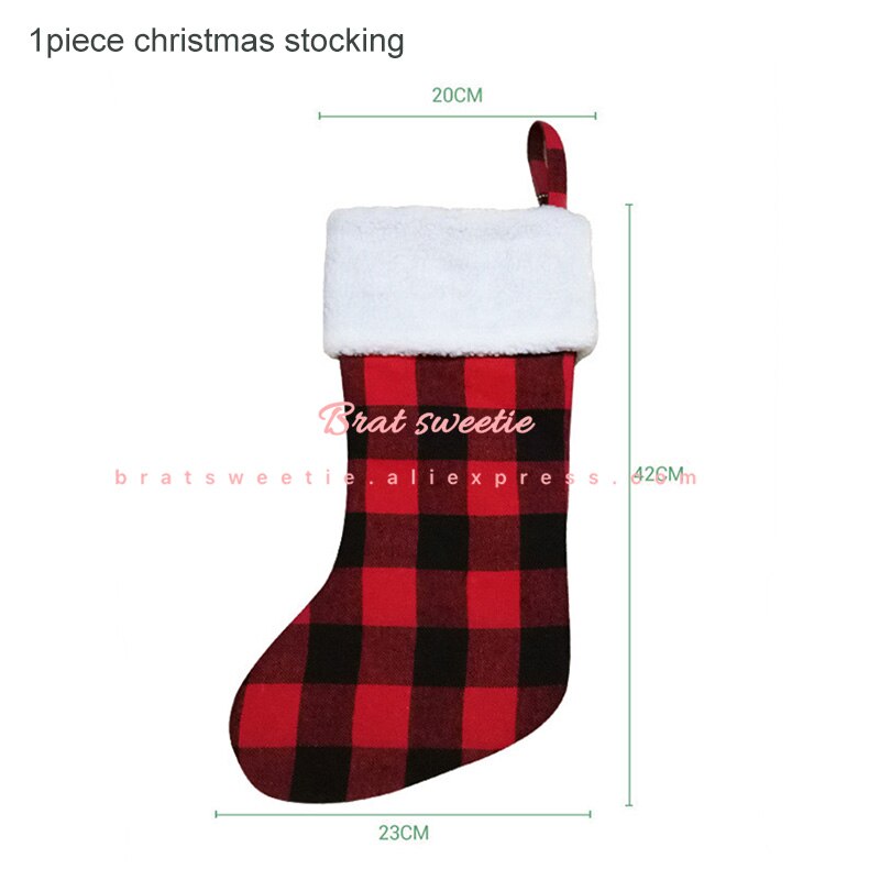 Rød og sort bøffel plaid juletræ nederdele xmas træ dekorationer ornamenter til hjemmet check træ nederdel tæppe: Redge strømpe