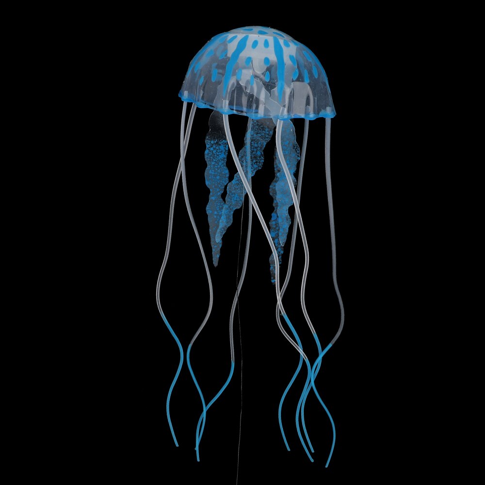 Hilife aquarium decoratie gloeiende kunstmatige levendige kwallen aquarium decoratie ornament 1pc siliconen imitatie kwallen: Blauw