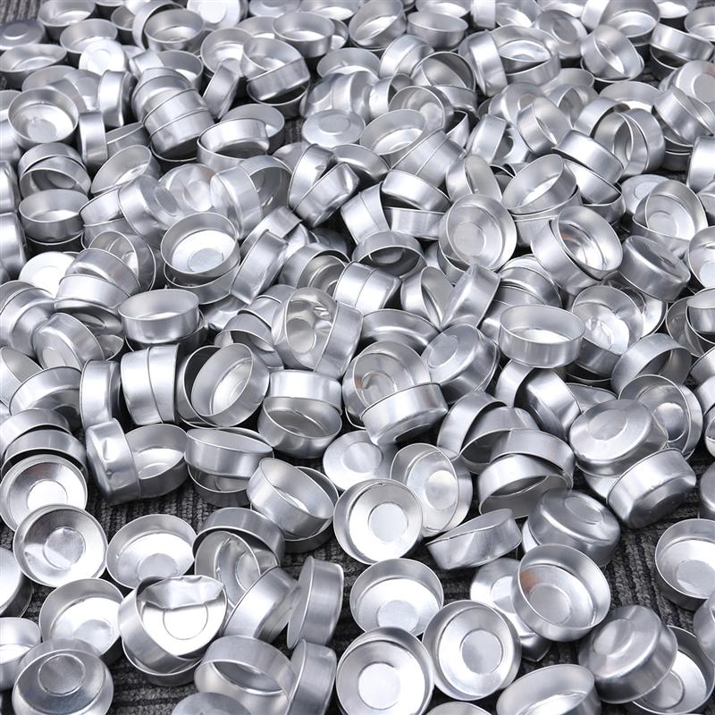 500 stk aluminium te lysdåser stearinlys kasser te lys tom kasse beholdere stearinlys fremstilling (sølv)