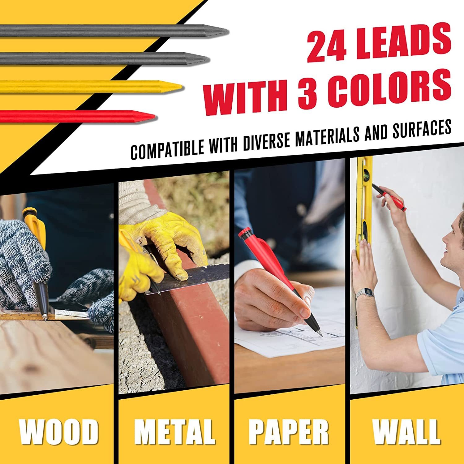 Solid Carpenter Mechanical Pencil For Woodworking Long Head Detachable Dual use Pen Pencil With Sharpener Stationery Supplies