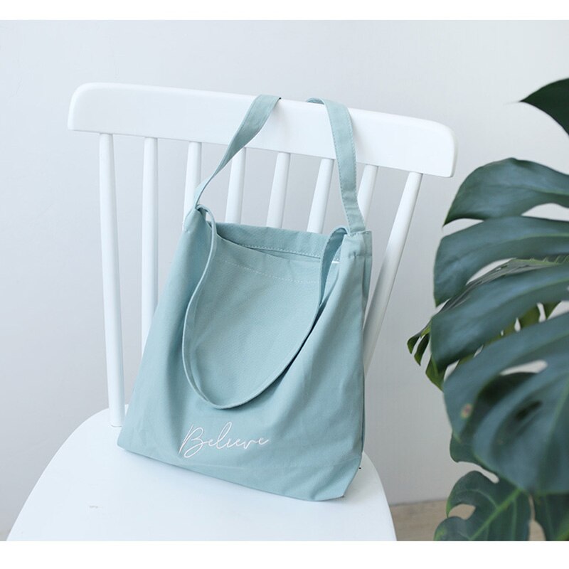 Vrouwen Canvas Schoudertas Boodschappentas Eco Casual Grote Katoenen Doek Tote Shopper Tassen Voor Lady Vrouw Handtassen Brief print
