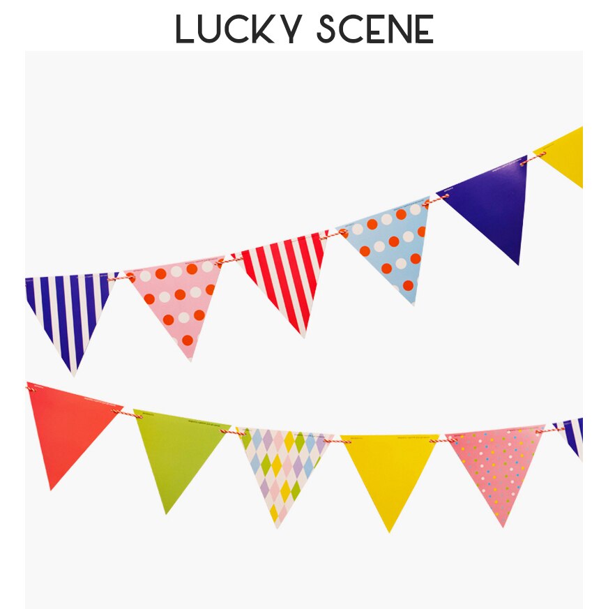 Paper Banner Flags Bunting Birthday Event Festival Party Celebration, Decorations S00451: Check stripe