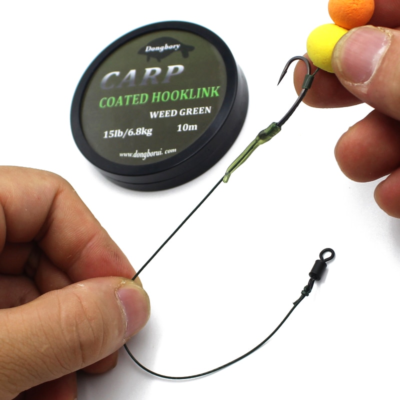 10M Carp Fishing Line Coated Hook Link Hair Rig Hooklink Rigging Line Quick Sinking Carp Coated Wire Carp Tackle Line 15/25 35LB