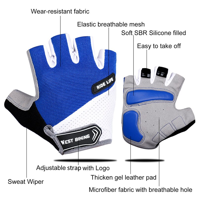 VIP - Cycling Glove Half Finger Gel Pad Breathable Sweat Washable Outdoor Sports MTB Gloves Non-Slip a Pair Bicycle Gloves