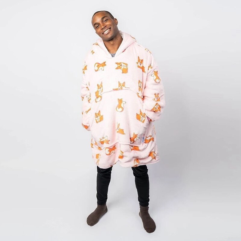 Deken hoodie draagbare deken luie deken trui met capuchon plus fleece capuchon thuis service