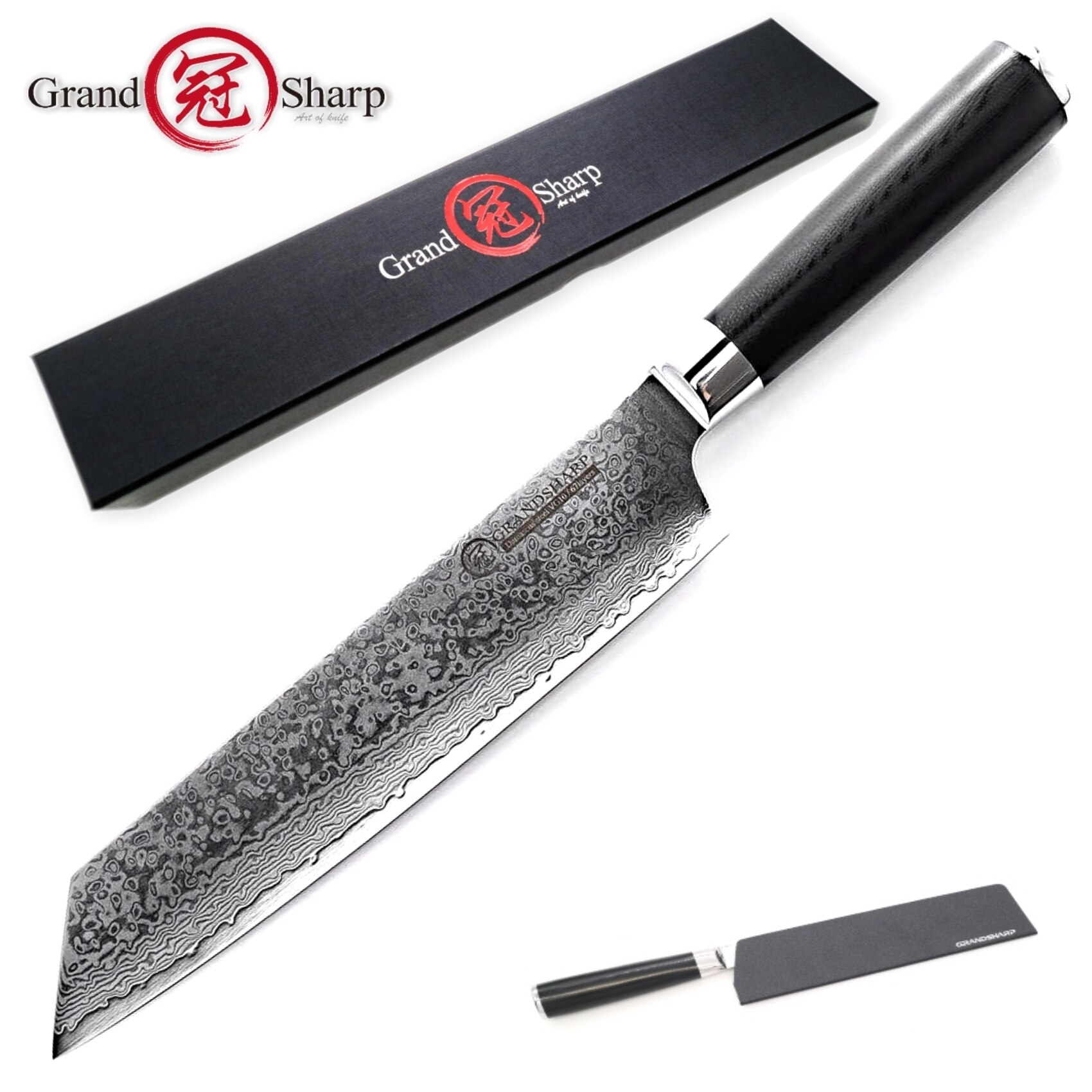 Grandsharp kiritsuke kochmesser, 8.5 cm ( vg10 zoll), 67-- lagig, damaststahl, hochkohlenstoffhaltiger edelstahl, schneidwerkzeug: Kiritsuke-messer