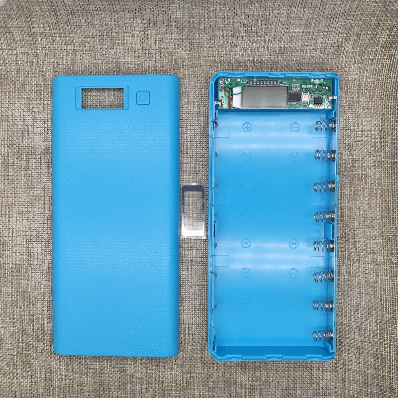 8x18650 Blue Power Bank Case For iPhone Xiaomi Huawei Portable Battery Charger Case Box LCD Display External without Battery