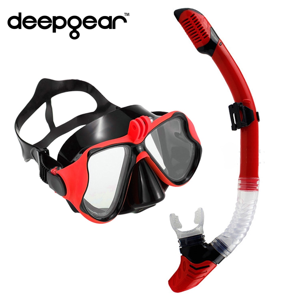 DEEPGEAR Kurzsichtig tauchmaske und schnorchel einstellen oben Kamera taucherbrille Trocken schnorchel getriebe Heißer wassersport getriebe und tauchausrügestochen