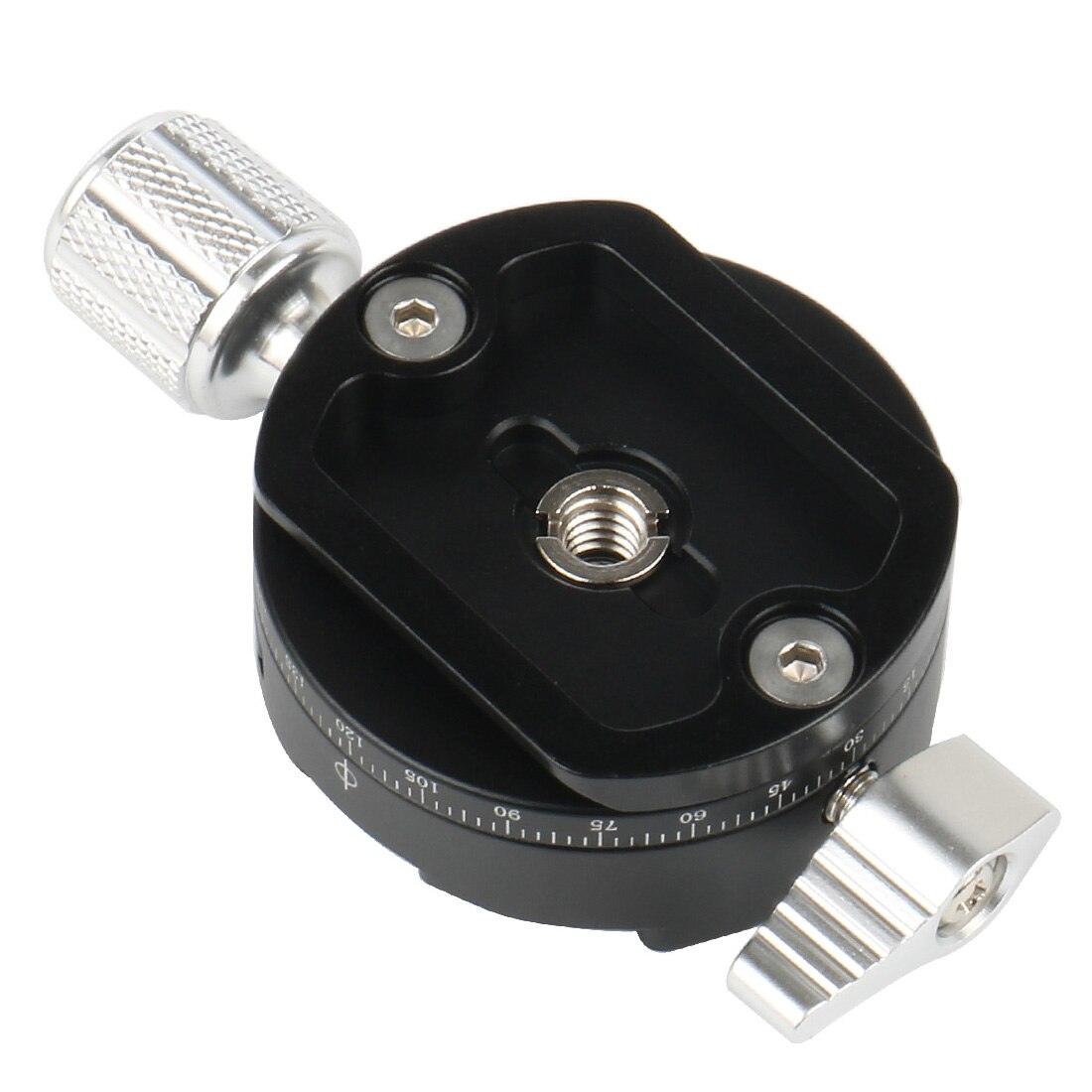 Aluminum Alloy 360degree Rotation Tripod Panorama Base Head Clamp Quick Release Plate Clamps with Conversion Screw Photography