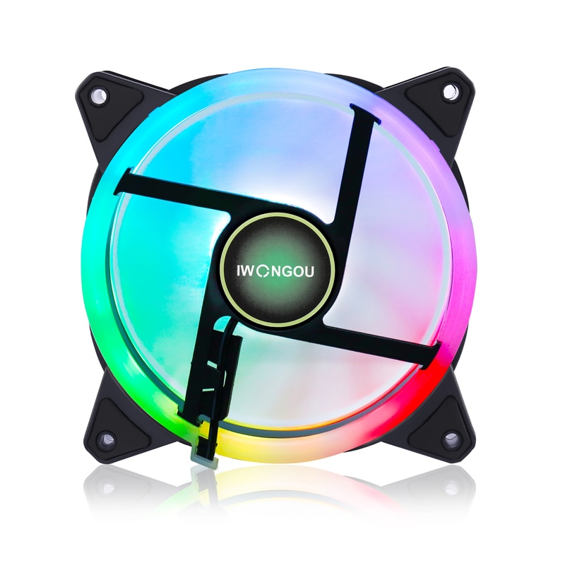 IWONGOU – ventilateur de PC RGB 120mm Aura Sync, vitesse réglable, Kit LED 12cm, 6 en 1, boîtier d&#39;ordinateur, contrôleur de refroidissement