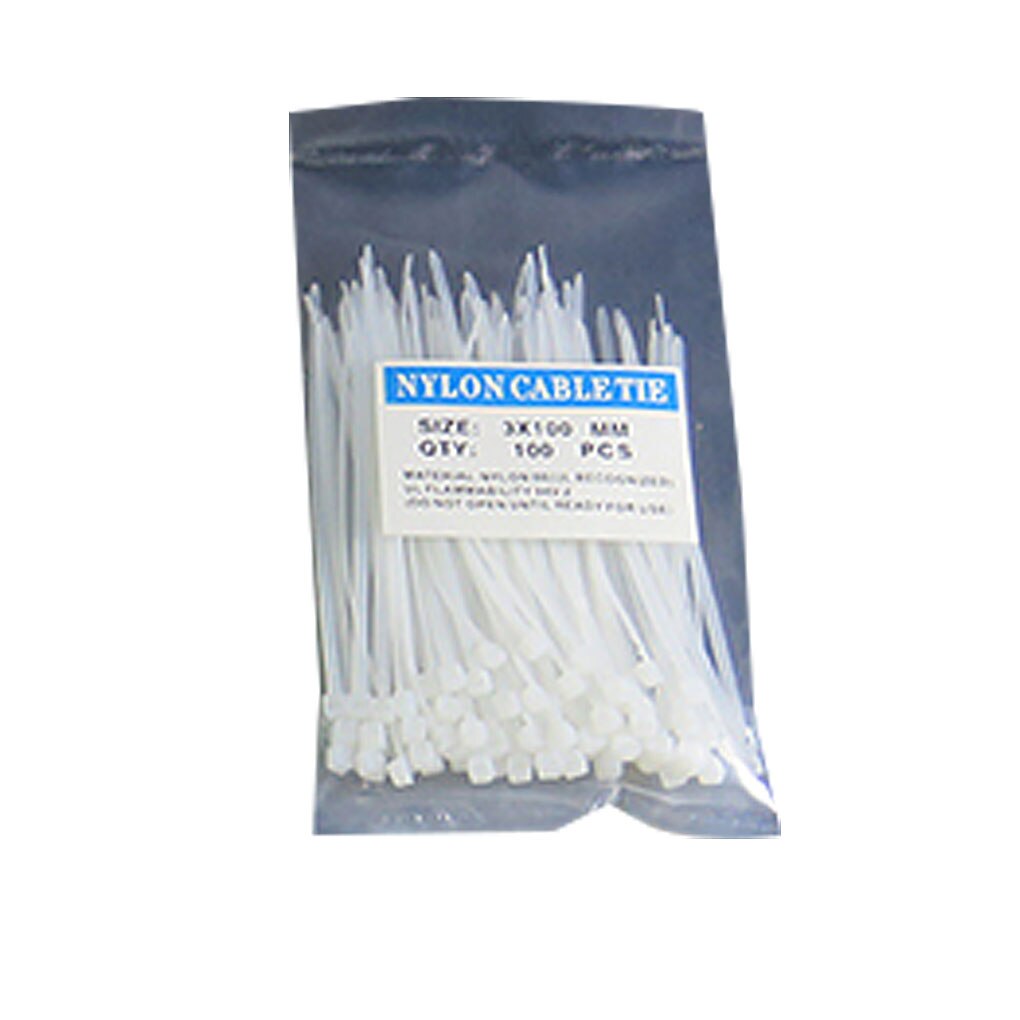 100Pcs/Pack 3*100mm Self-Locking Plastic Nylon Cable Ties Colorful National Standard Reusable Nylon Cable Tie Set: White